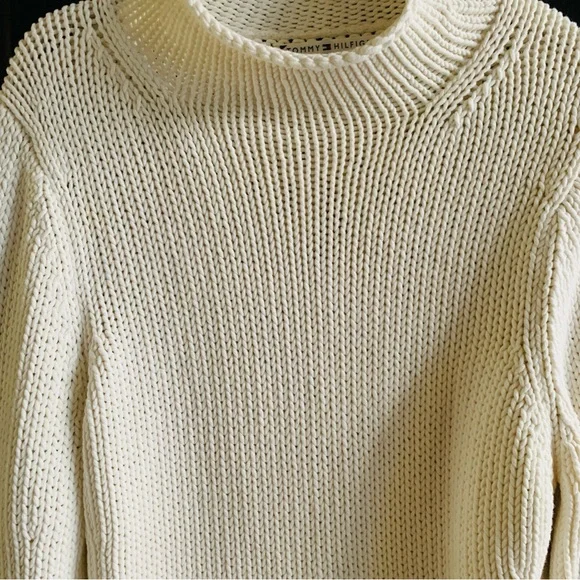 Tommy Hilfiger Vintage 2003 Mock Neck Cream Knit Sweater | XL - Picture 4 of 10